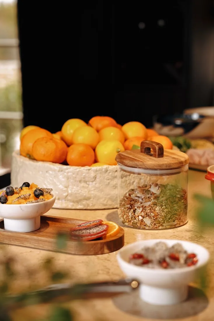 A breakfast of citrus, granola and fruit at LaMaison