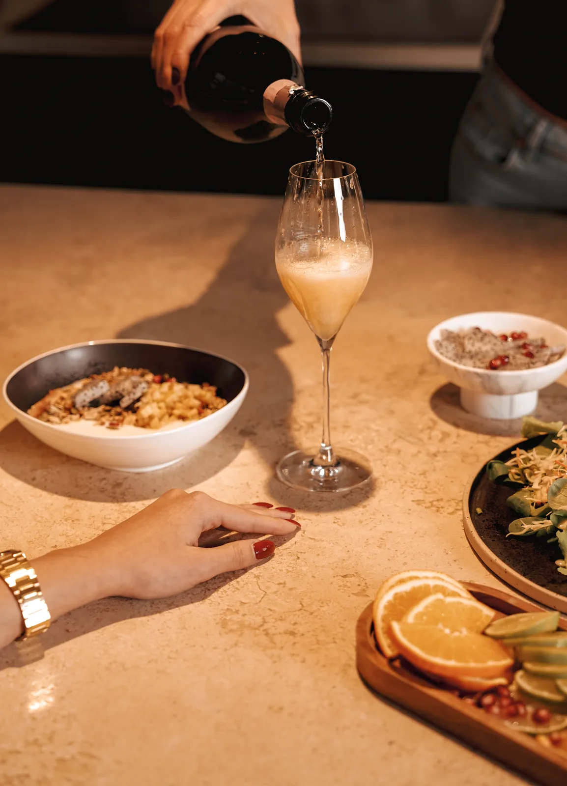 A glass poured before lunch at LaMaison